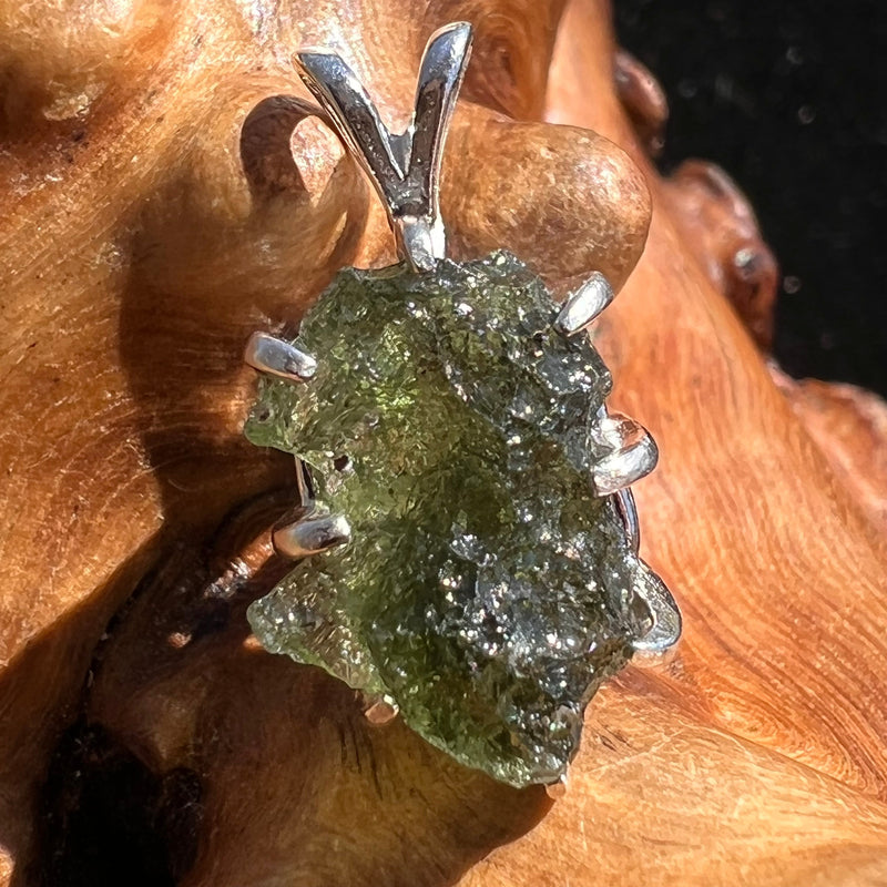 Moldavite Raw Pendant Sterling Silver #2365