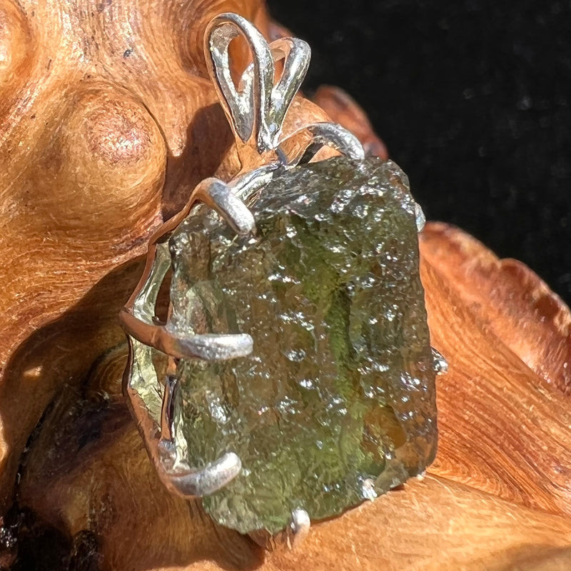 Moldavite Raw Pendant Sterling Silver 2373-Moldavite Life