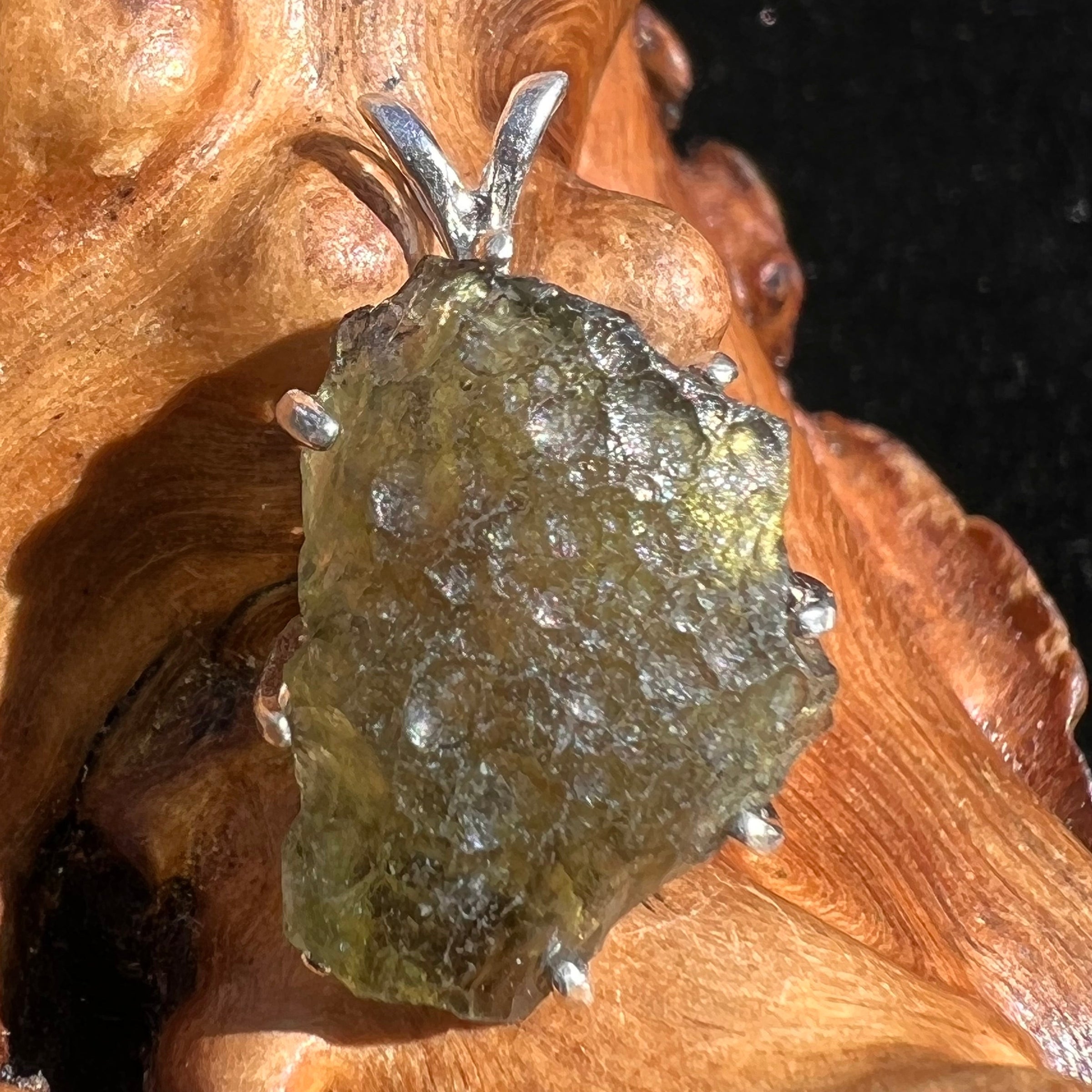 Moldavite Raw Pendant Sterling Silver 2374-Moldavite Life