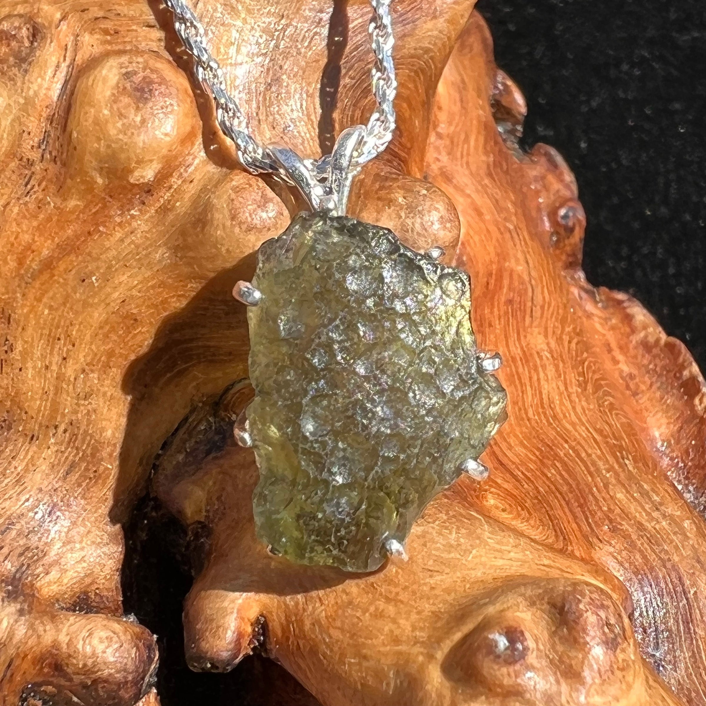 Moldavite Raw Pendant Sterling Silver 2374-Moldavite Life