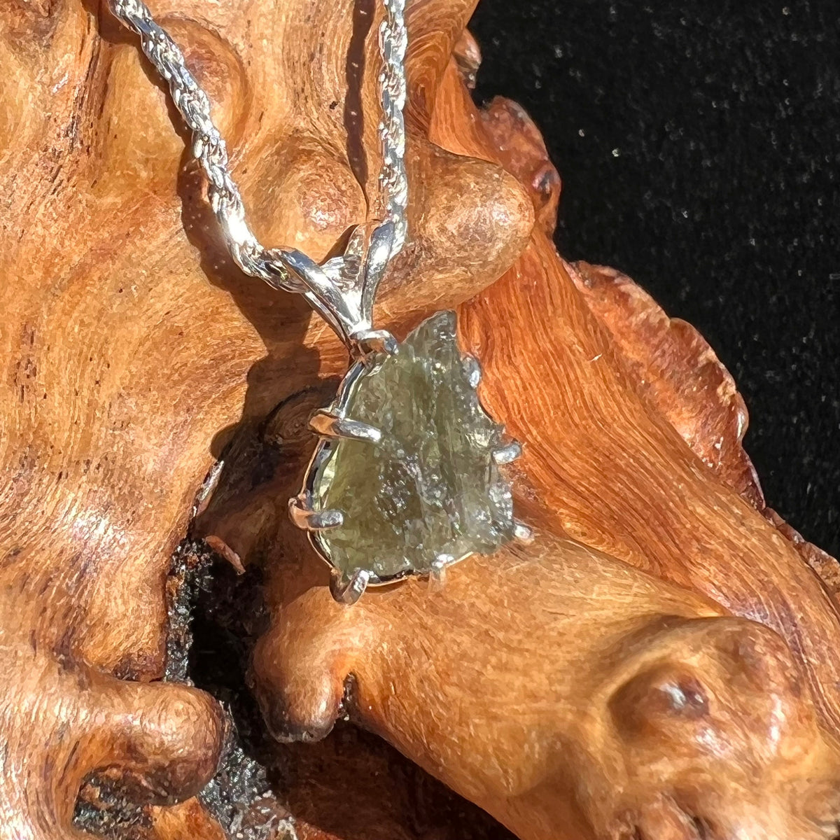 Moldavite Raw Pendant Sterling Silver 2403-Moldavite Life