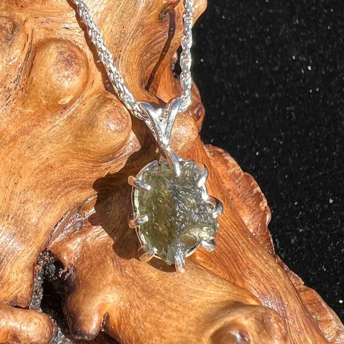 Moldavite Raw Pendant Sterling Silver 2421-Moldavite Life