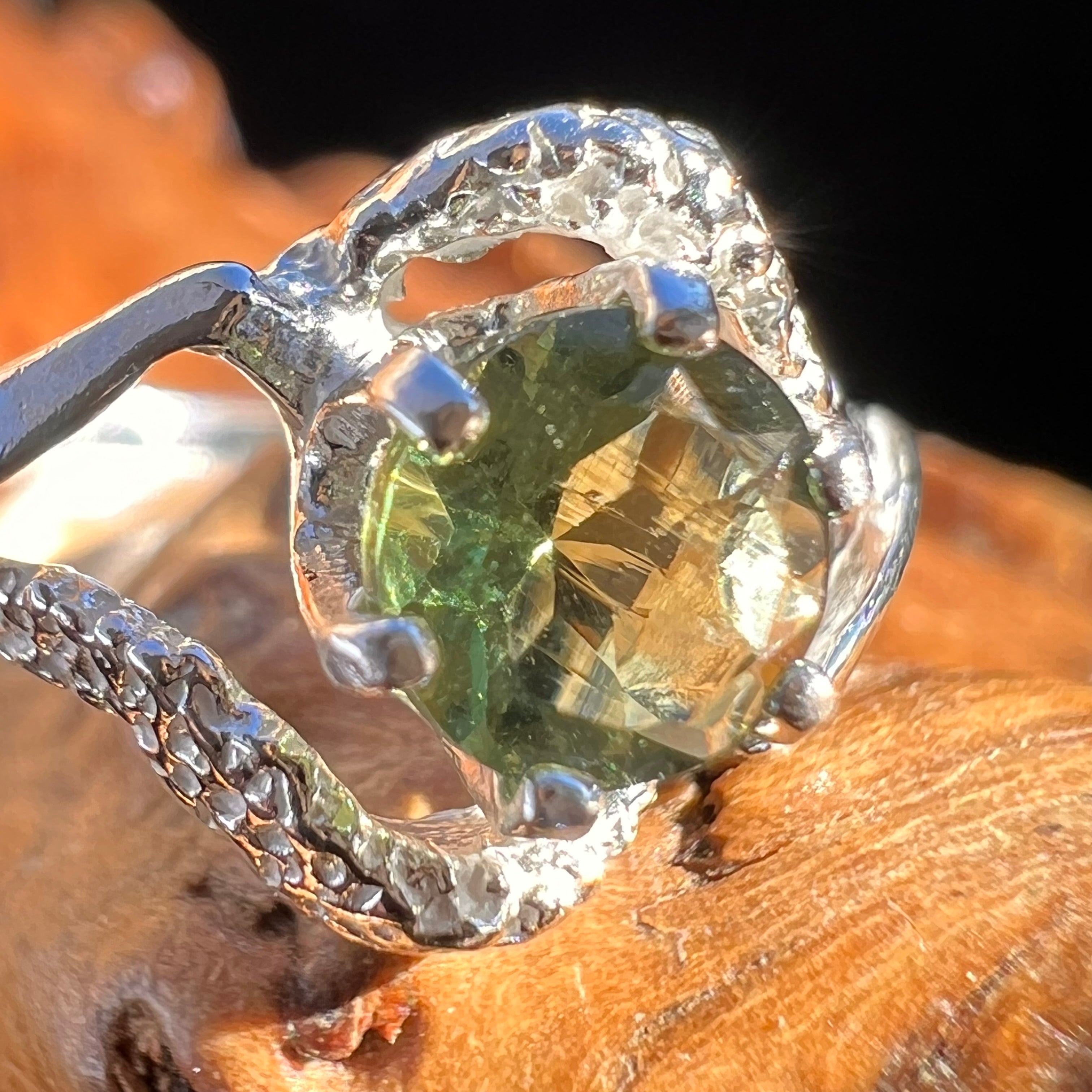 Moldavite deals diamond ring