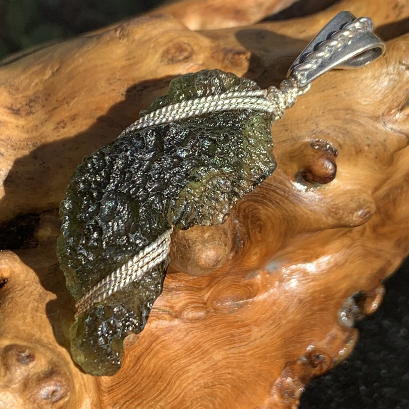 Moldavite Sterling Silver Wire Wrapped Pendant-Moldavite Life