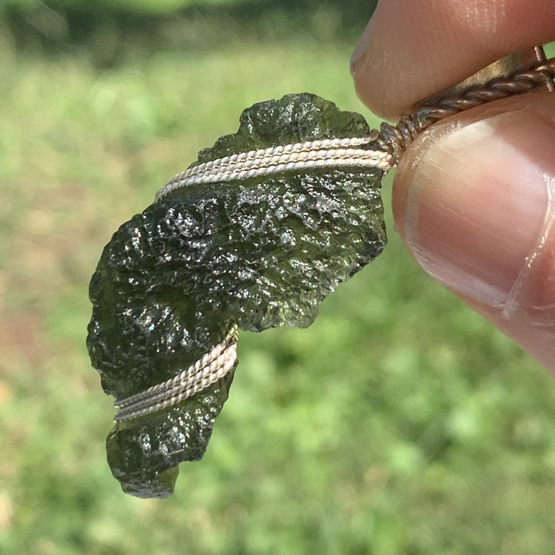 Moldavite Sterling Silver Wire Wrapped Pendant-Moldavite Life