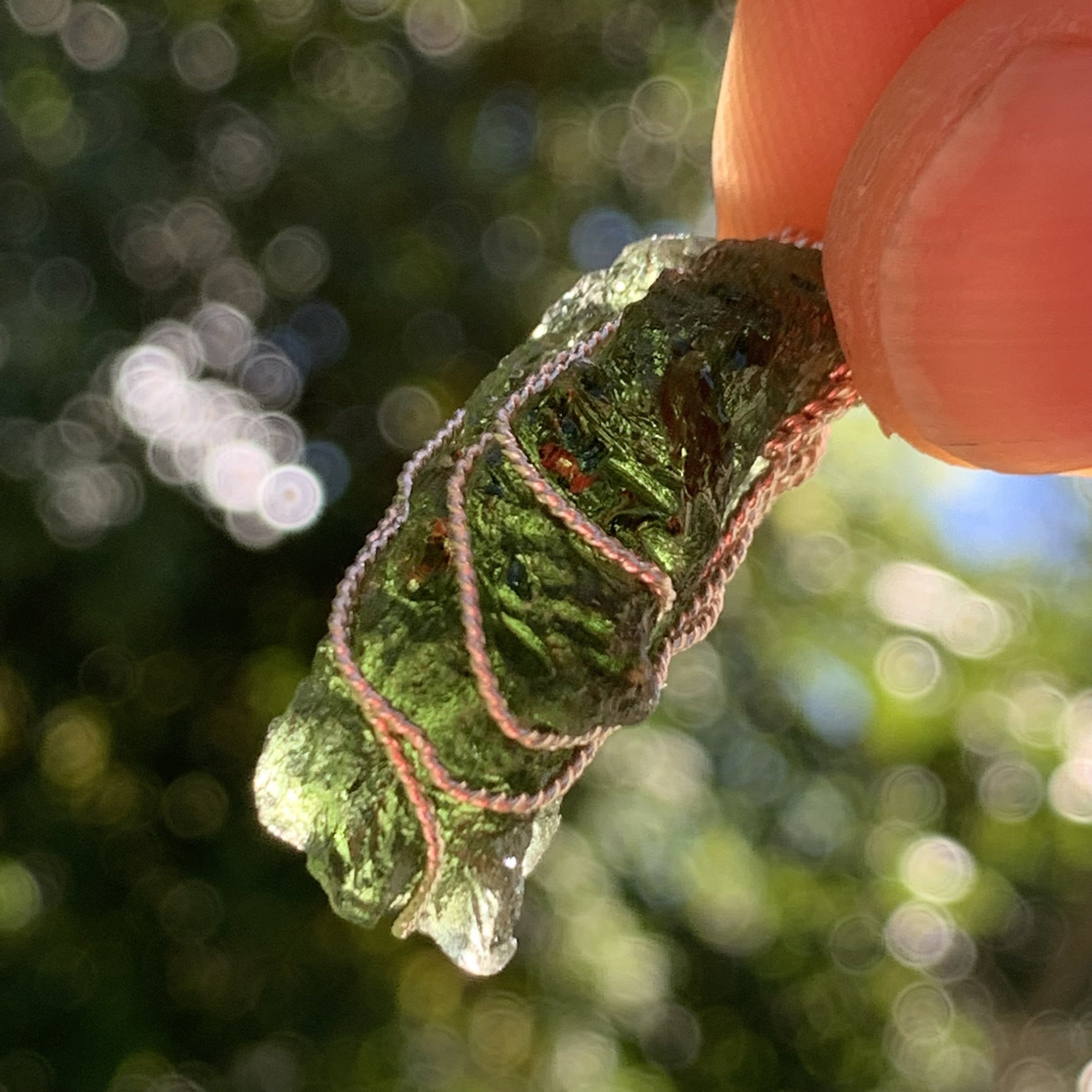 Moldavite Sterling Silver Wire Wrapped Pendant-Moldavite Life