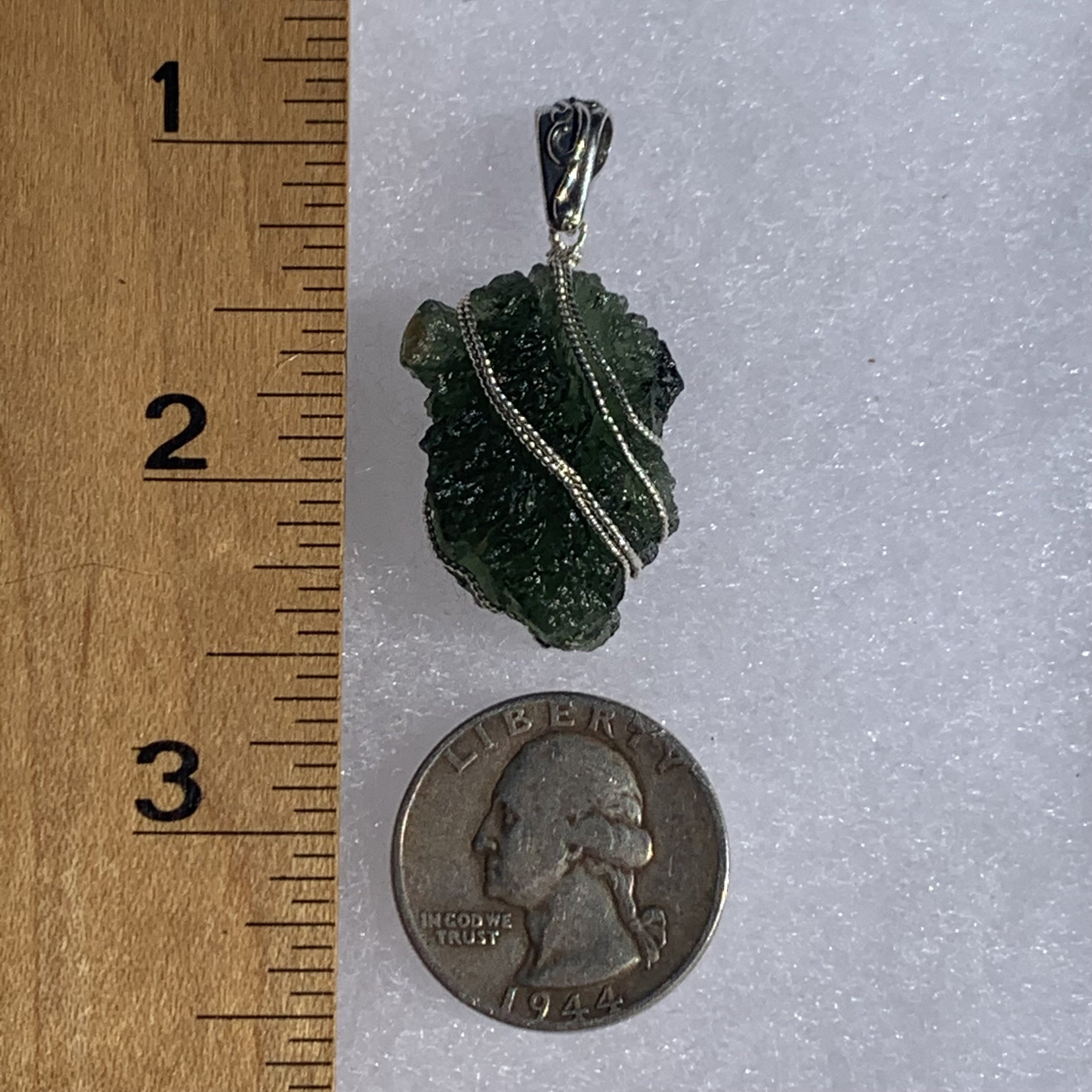 Moldavite Sterling Silver Wire Wrapped Pendant-Moldavite Life