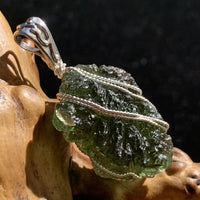 Moldavite Sterling Silver Wire Wrapped Pendant-Moldavite Life