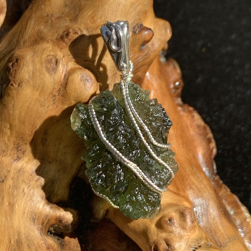 Moldavite Sterling Silver Wire Wrapped Pendant-Moldavite Life