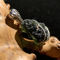 Moldavite Sterling Silver Wire Wrapped Pendant-Moldavite Life