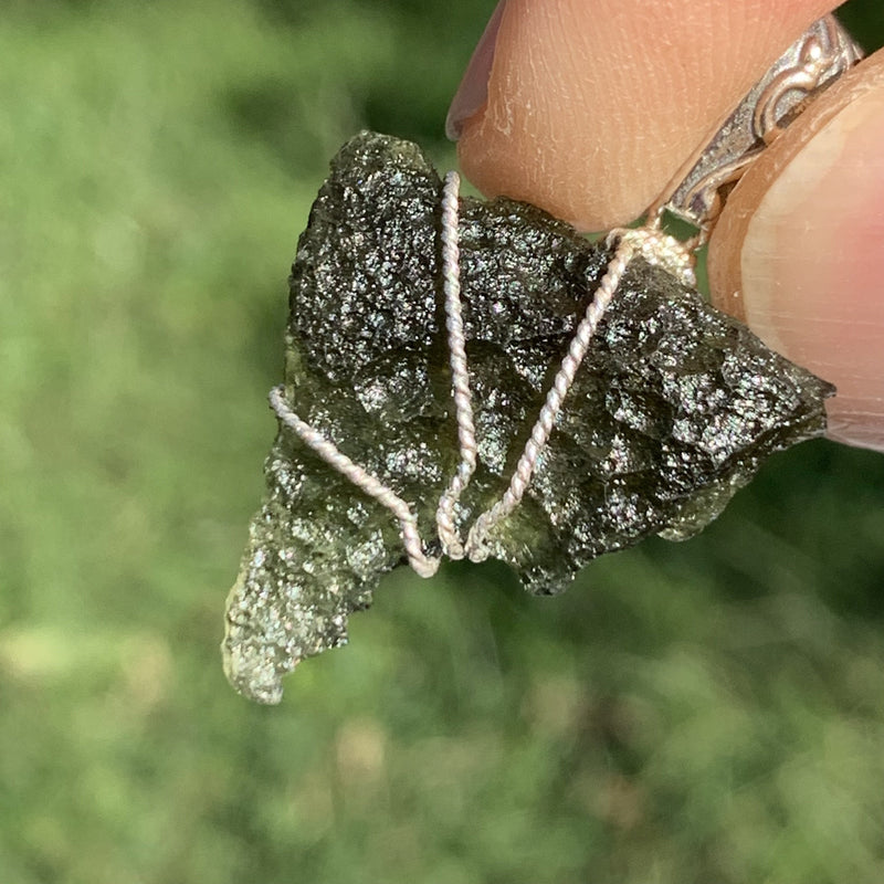 Moldavite Sterling Silver Wire Wrapped Pendant-Moldavite Life