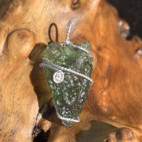 Moldavite Sterling Silver Wire Wrapped Pendant-Moldavite Life
