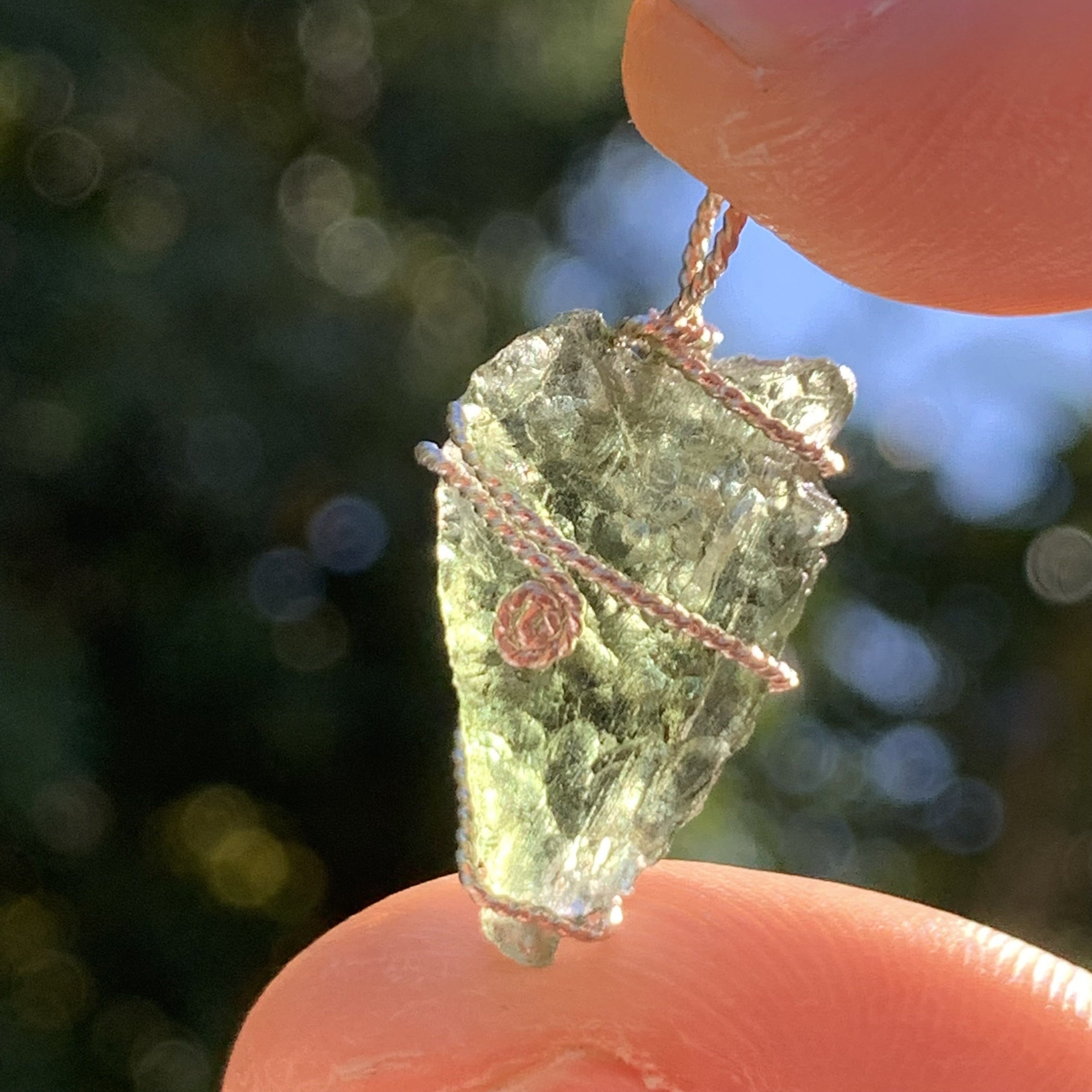 Moldavite Sterling Silver Wire Wrapped Pendant-Moldavite Life