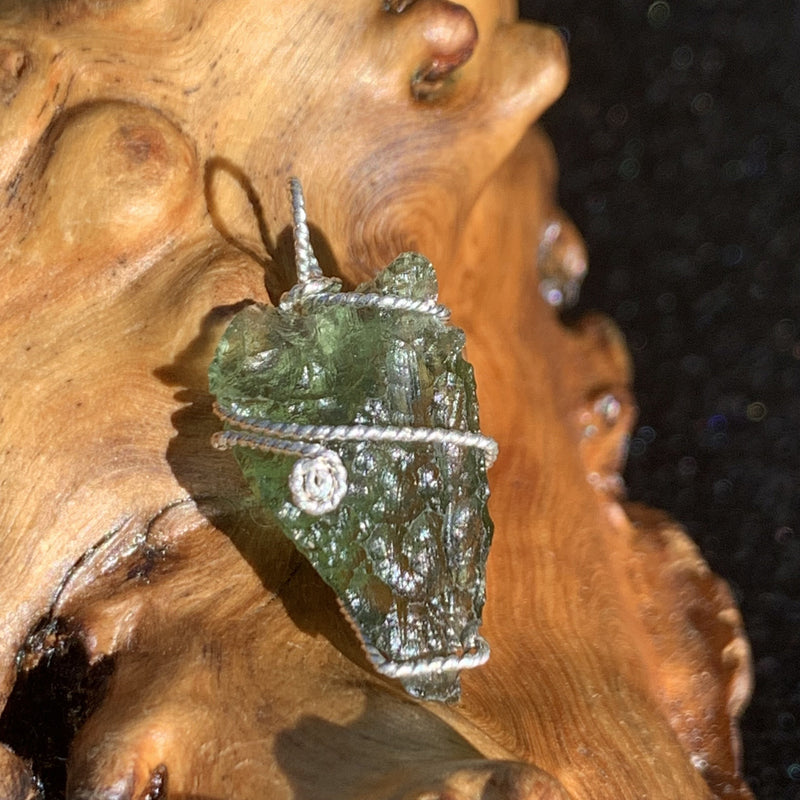 Moldavite Sterling Silver Wire Wrapped Pendant-Moldavite Life