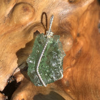 Moldavite Sterling Silver Wire Wrapped Pendant-Moldavite Life