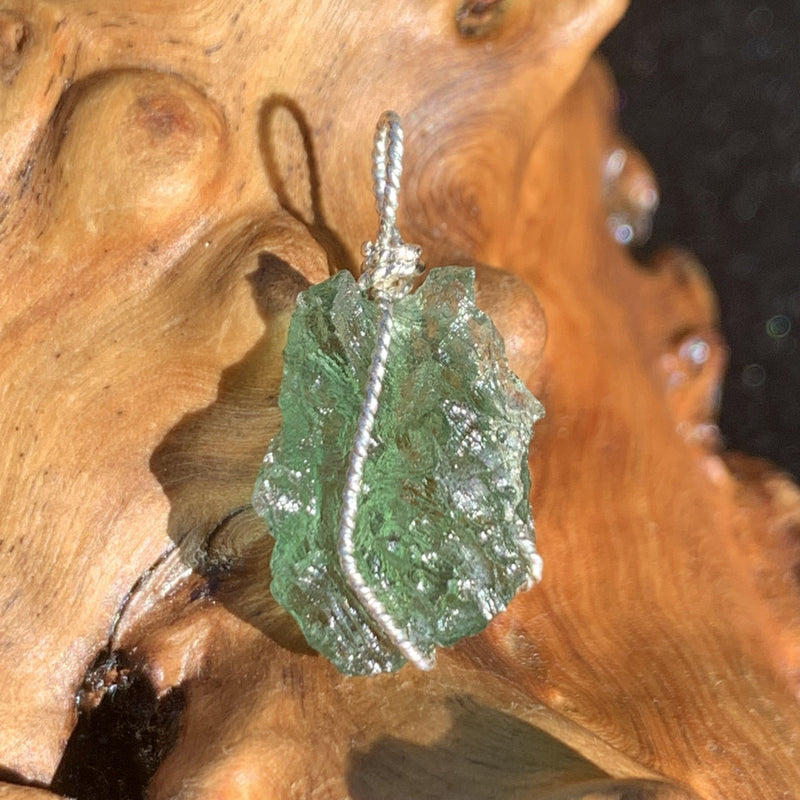 Moldavite Sterling Silver Wire Wrapped Pendant-Moldavite Life