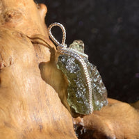 Moldavite Sterling Silver Wire Wrapped Pendant-Moldavite Life