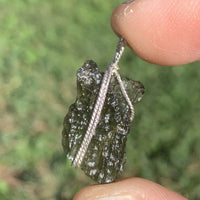 Moldavite Sterling Silver Wire Wrapped Pendant-Moldavite Life