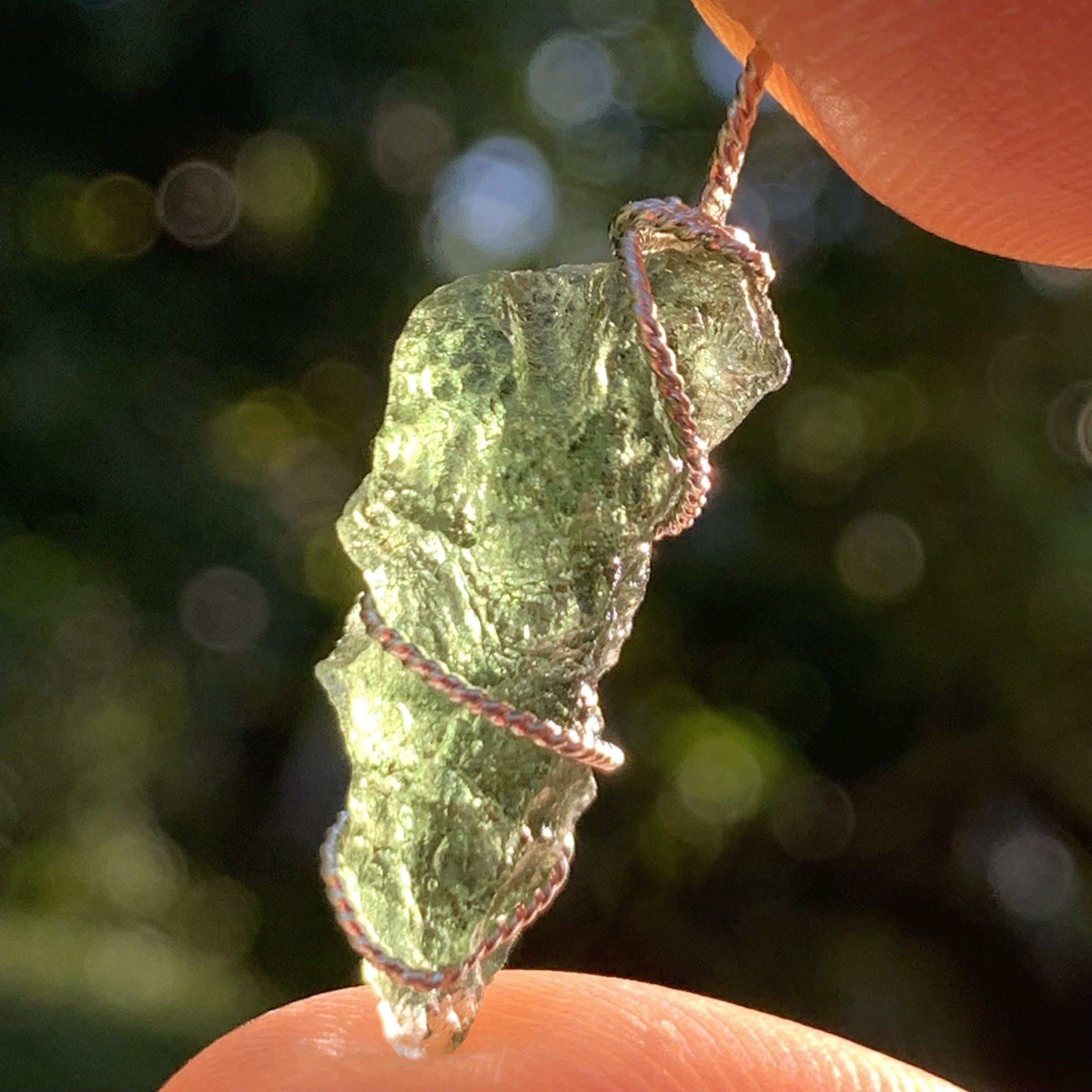 Moldavite Sterling Silver Wire Wrapped Pendant-Moldavite Life