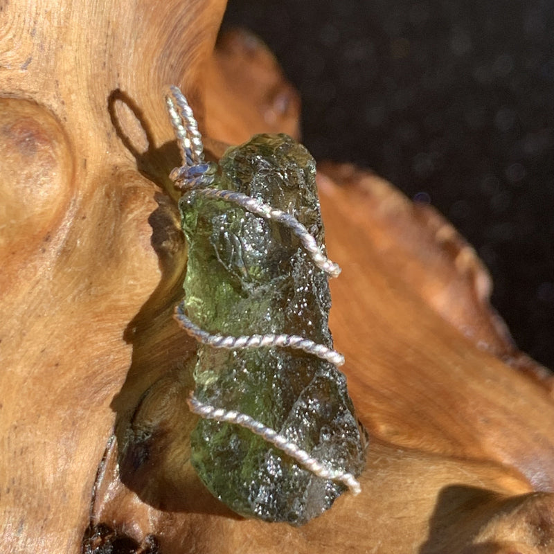 Moldavite Sterling Silver Wire Wrapped Pendant-Moldavite Life