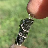 Moldavite Sterling Silver Wire Wrapped Pendant-Moldavite Life