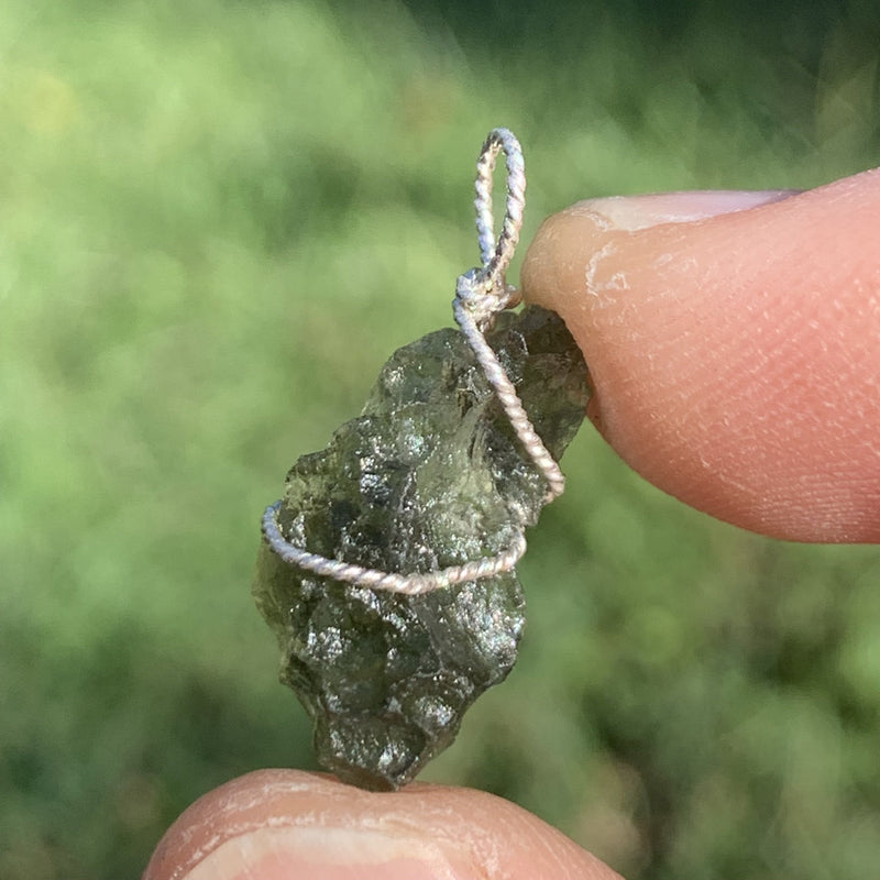 Moldavite Sterling Silver Wire Wrapped Pendant-Moldavite Life