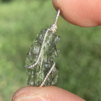 Moldavite Sterling Silver Wire Wrapped Pendant-Moldavite Life