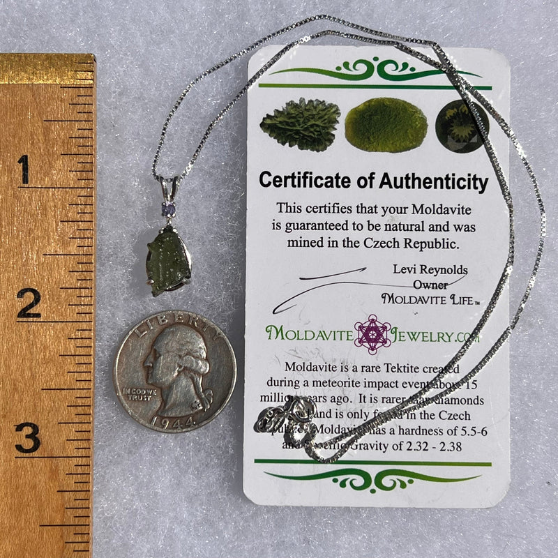 Moldavite & Tanzanite Necklace Sterling Silver #5012-Moldavite Life