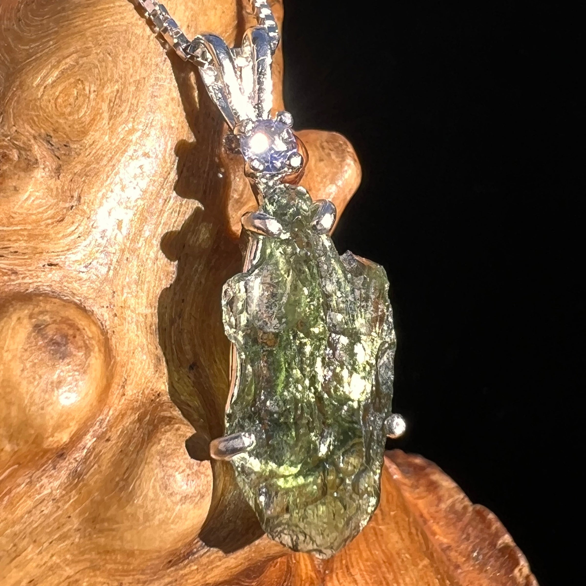 Moldavite & Tanzanite Necklace Sterling Silver #5013-Moldavite Life