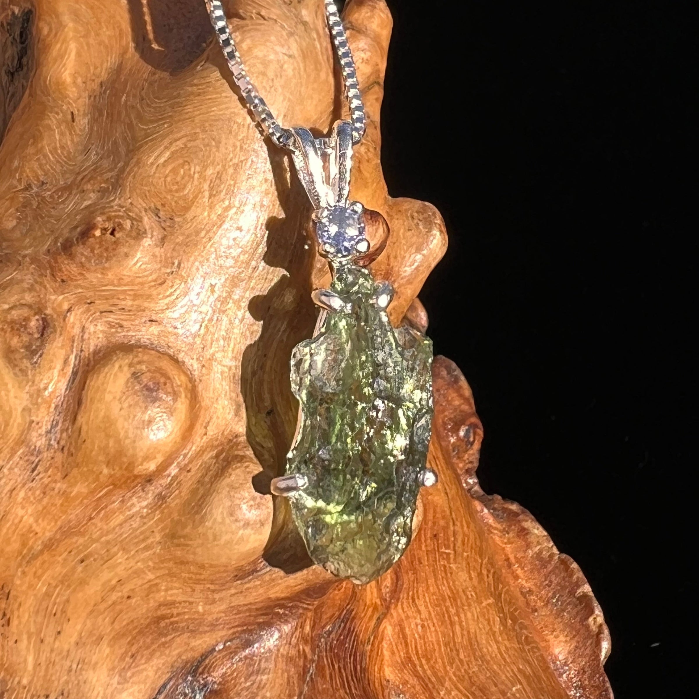 Moldavite & Tanzanite Necklace Sterling Silver #5013-Moldavite Life