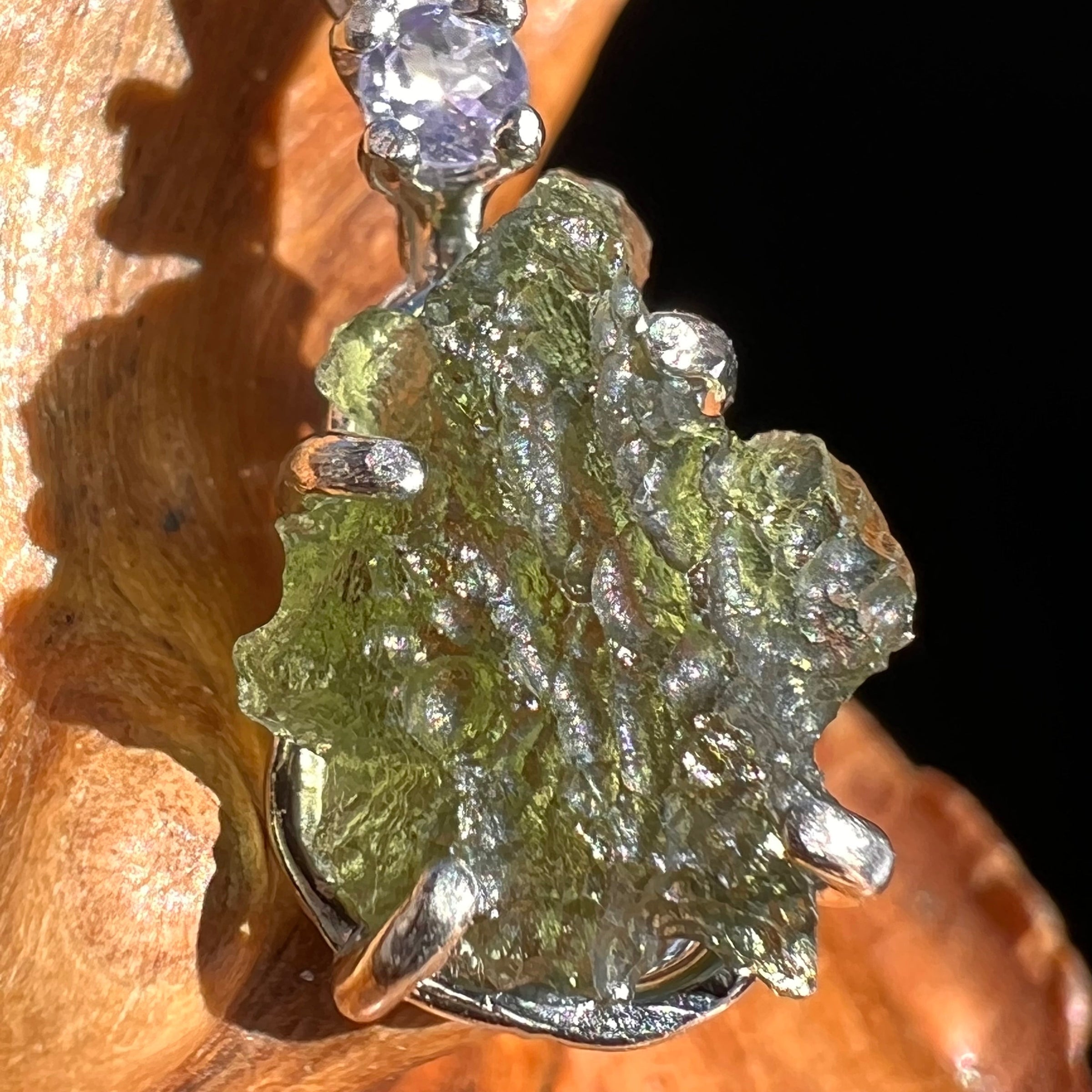 Moldavite & Tanzanite Necklace Sterling Silver #5014-Moldavite Life