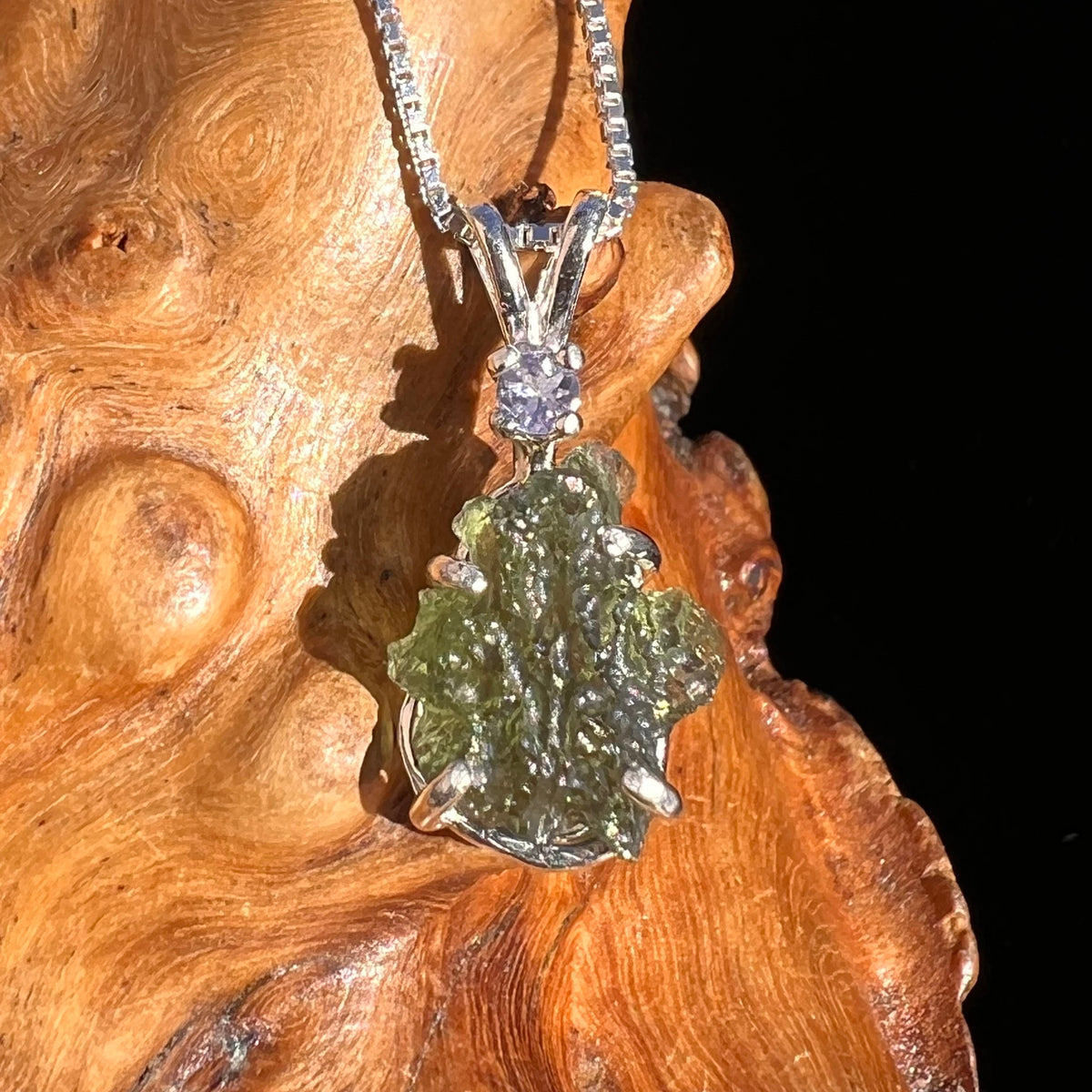 Moldavite & Tanzanite Necklace Sterling Silver #5014-Moldavite Life