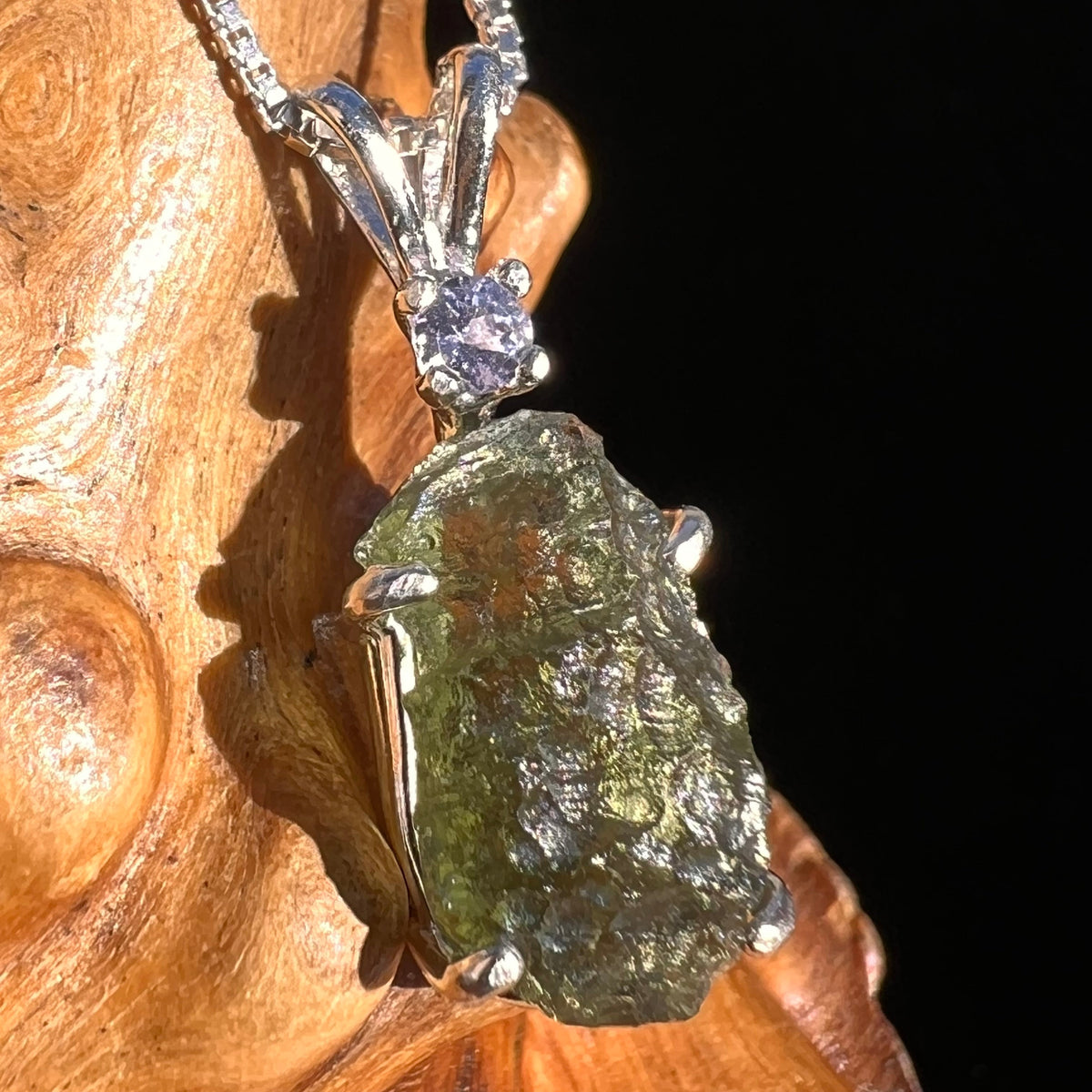 Moldavite & Tanzanite Necklace Sterling Silver #5016-Moldavite Life