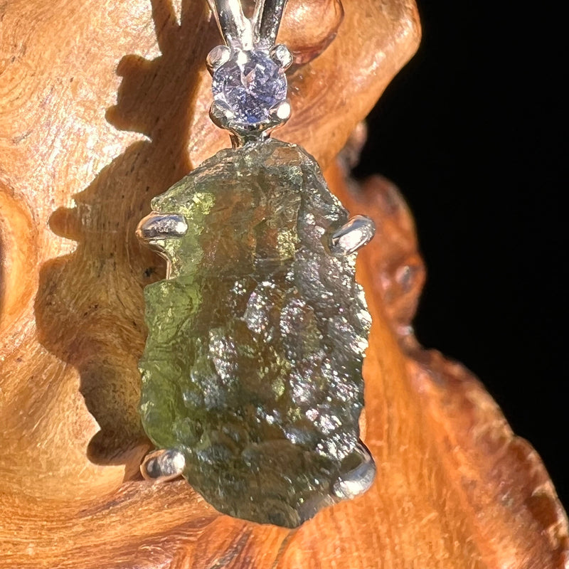 Moldavite & Tanzanite Necklace Sterling Silver #5016-Moldavite Life