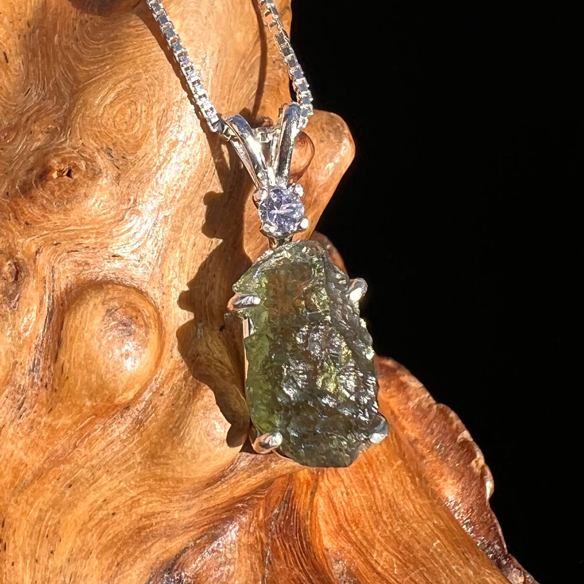 Moldavite & Tanzanite Necklace Sterling Silver #5016-Moldavite Life