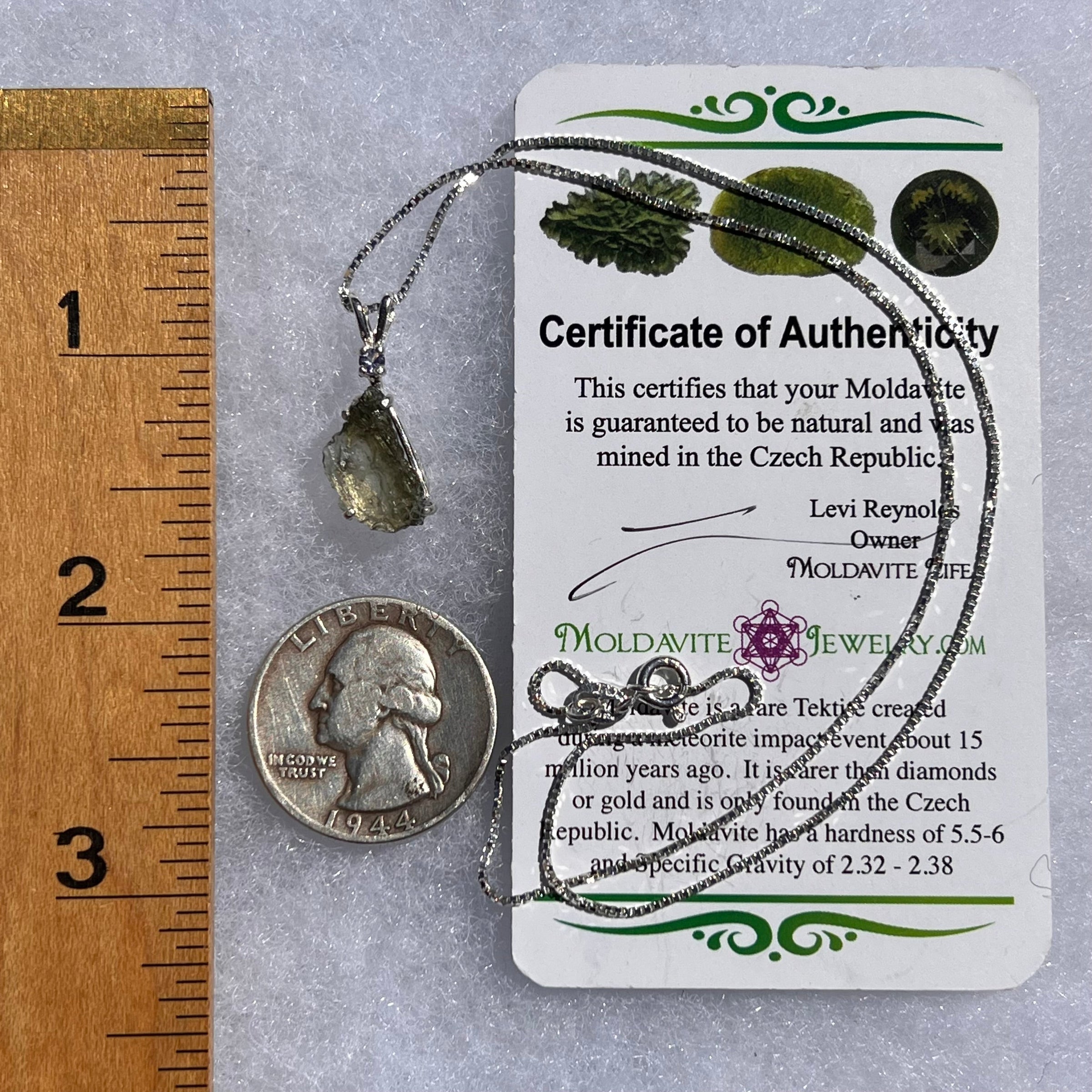 Moldavite & Tanzanite Necklace Sterling Silver #5017-Moldavite Life