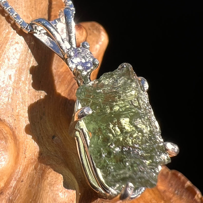 Moldavite & Tanzanite Necklace Sterling Silver #5018-Moldavite Life