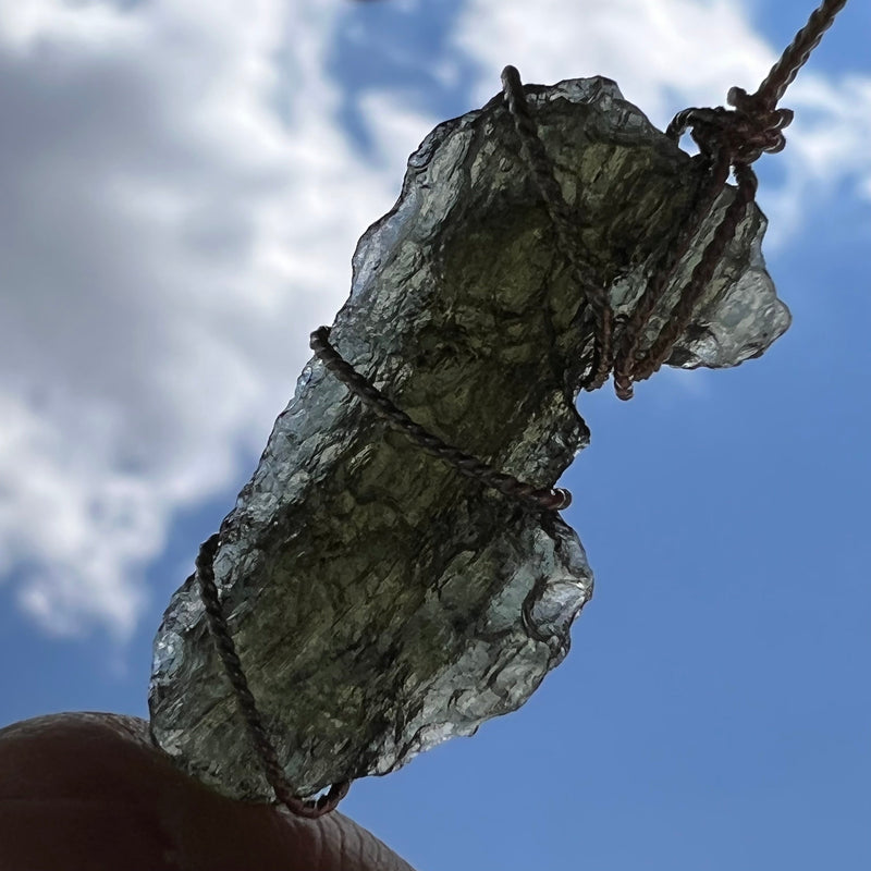 Moldavite Wire Wrapped Pendant Sterling Silver #2587-Moldavite Life