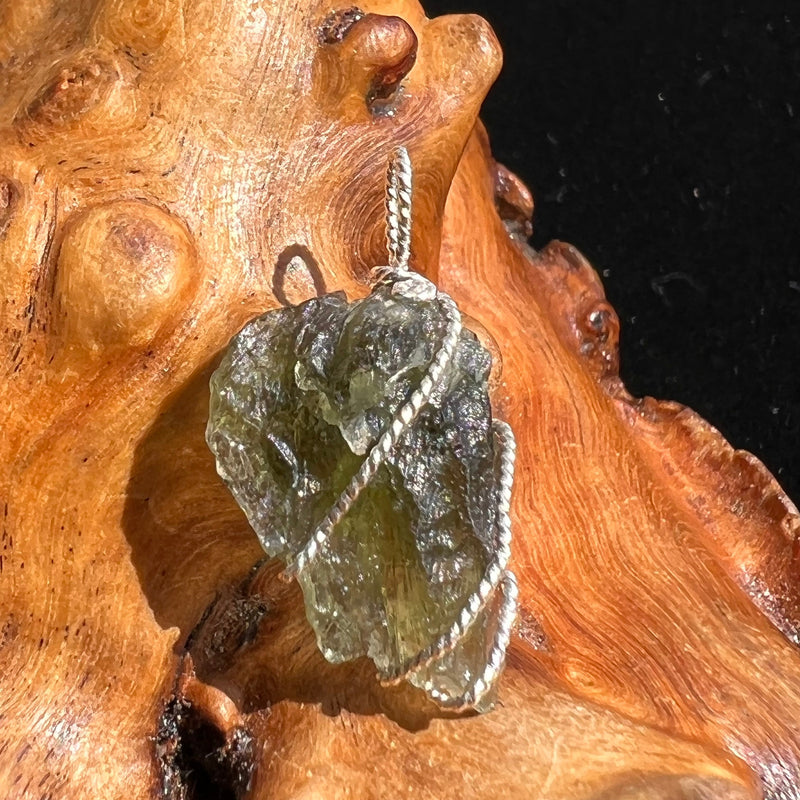 Moldavite Wire Wrapped Pendant Sterling Silver #2591-Moldavite Life