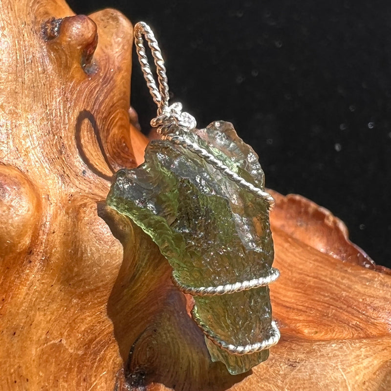 Moldavite Wire Wrapped Pendant Sterling Silver #2592-Moldavite Life