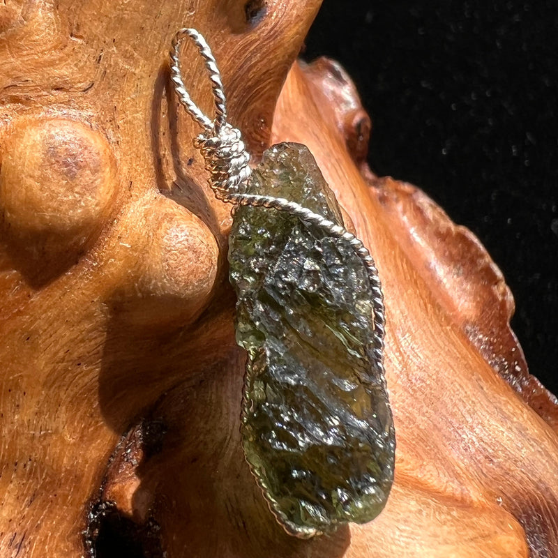 Moldavite Wire Wrapped Pendant Sterling Silver #2690-Moldavite Life