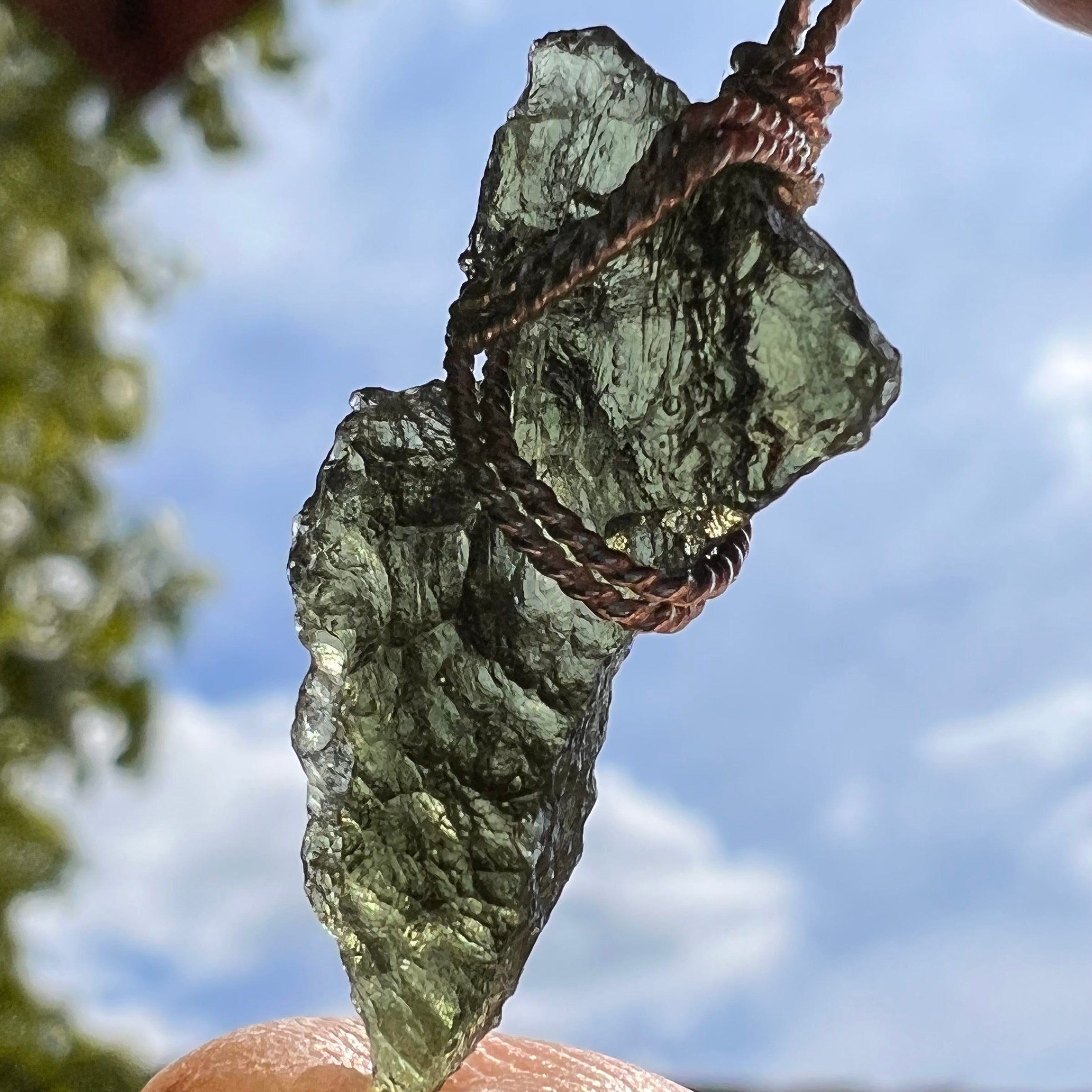 Moldavite Wire Wrapped Pendant Sterling Silver #2691-Moldavite Life
