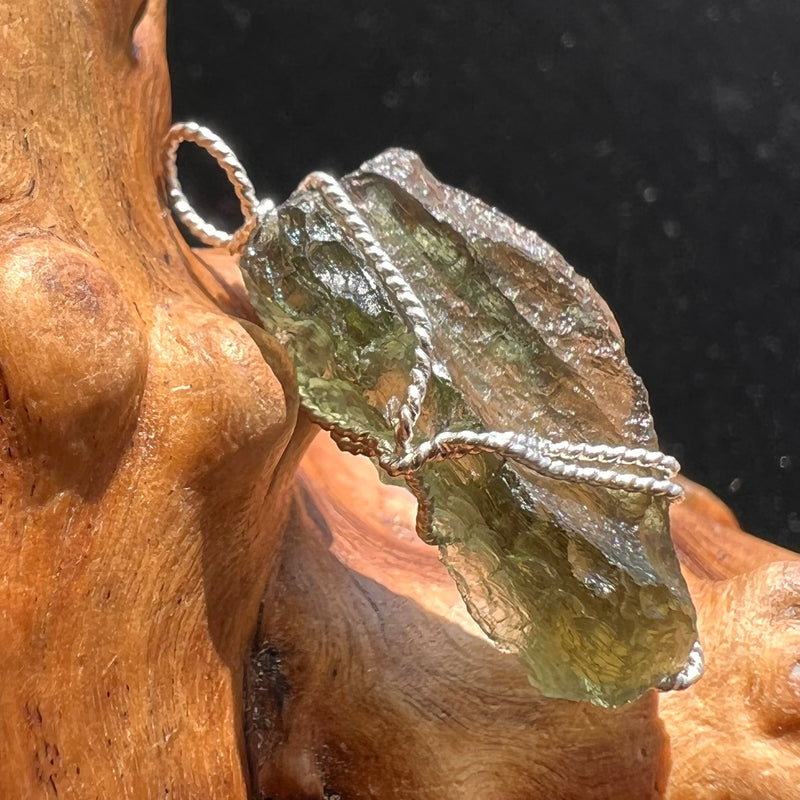 Moldavite Wire Wrapped Pendant Sterling Silver #2694-Moldavite Life