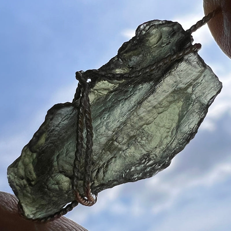 Moldavite Wire Wrapped Pendant Sterling Silver #2694-Moldavite Life