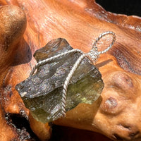 Moldavite Wire Wrapped Pendant Sterling Silver #2695-Moldavite Life