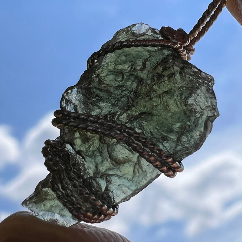 Moldavite Wire Wrapped Pendant Sterling Silver #2698-Moldavite Life