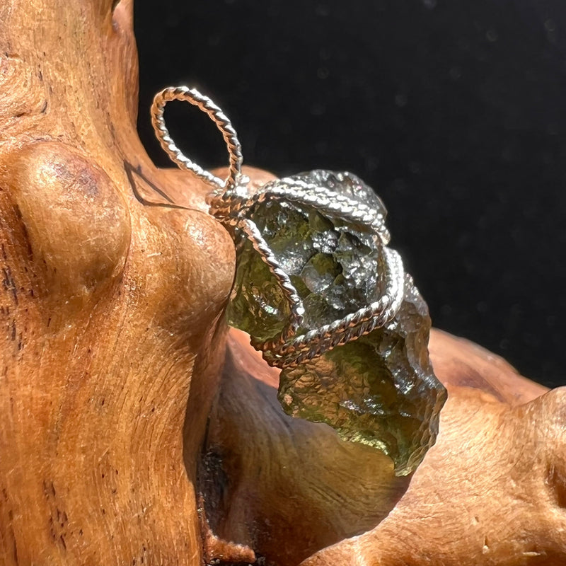 Moldavite Wire Wrapped Pendant Sterling Silver #2704-Moldavite Life