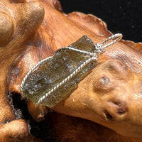 Moldavite Wire Wrapped Pendant Sterling Silver #2708-Moldavite Life