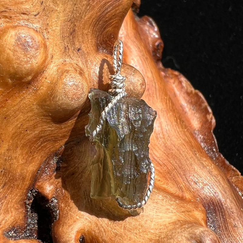 Moldavite Wire Wrapped Pendant Sterling Silver #2716-Moldavite Life