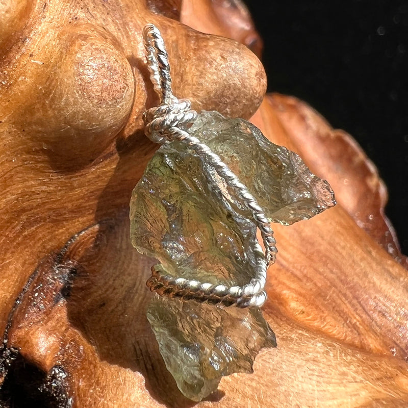 Moldavite Wire Wrapped Pendant Sterling Silver #2719-Moldavite Life